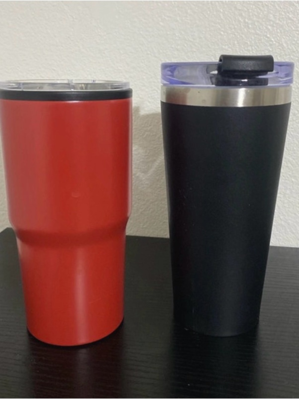 Mainstays Red and Black Insulated Travel Tumblers with Lids - Picture 2 of 2
